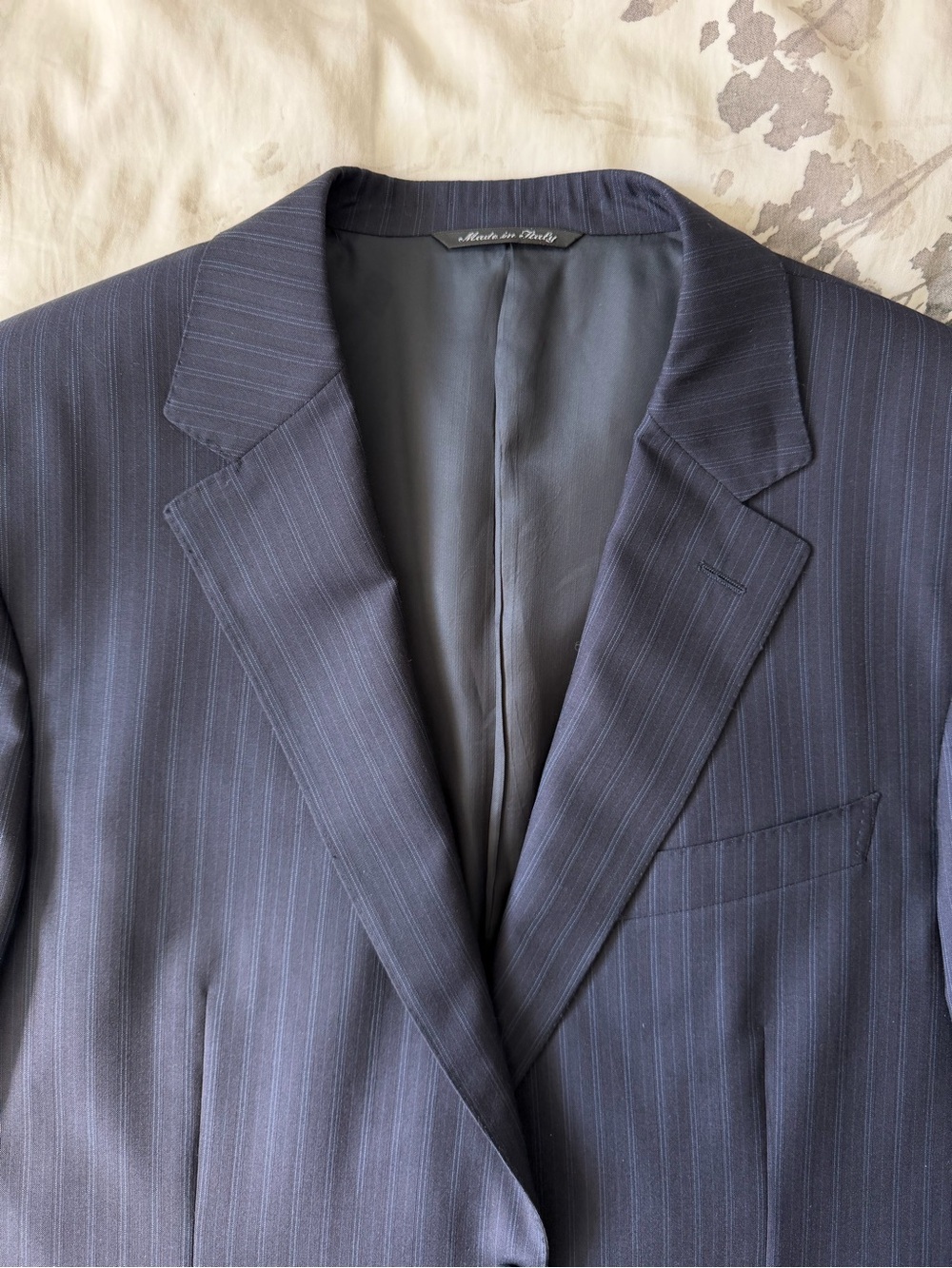 Canali Navy Pinstripe Suit Jacket Sport Coat Blazer 100% Wool Italian